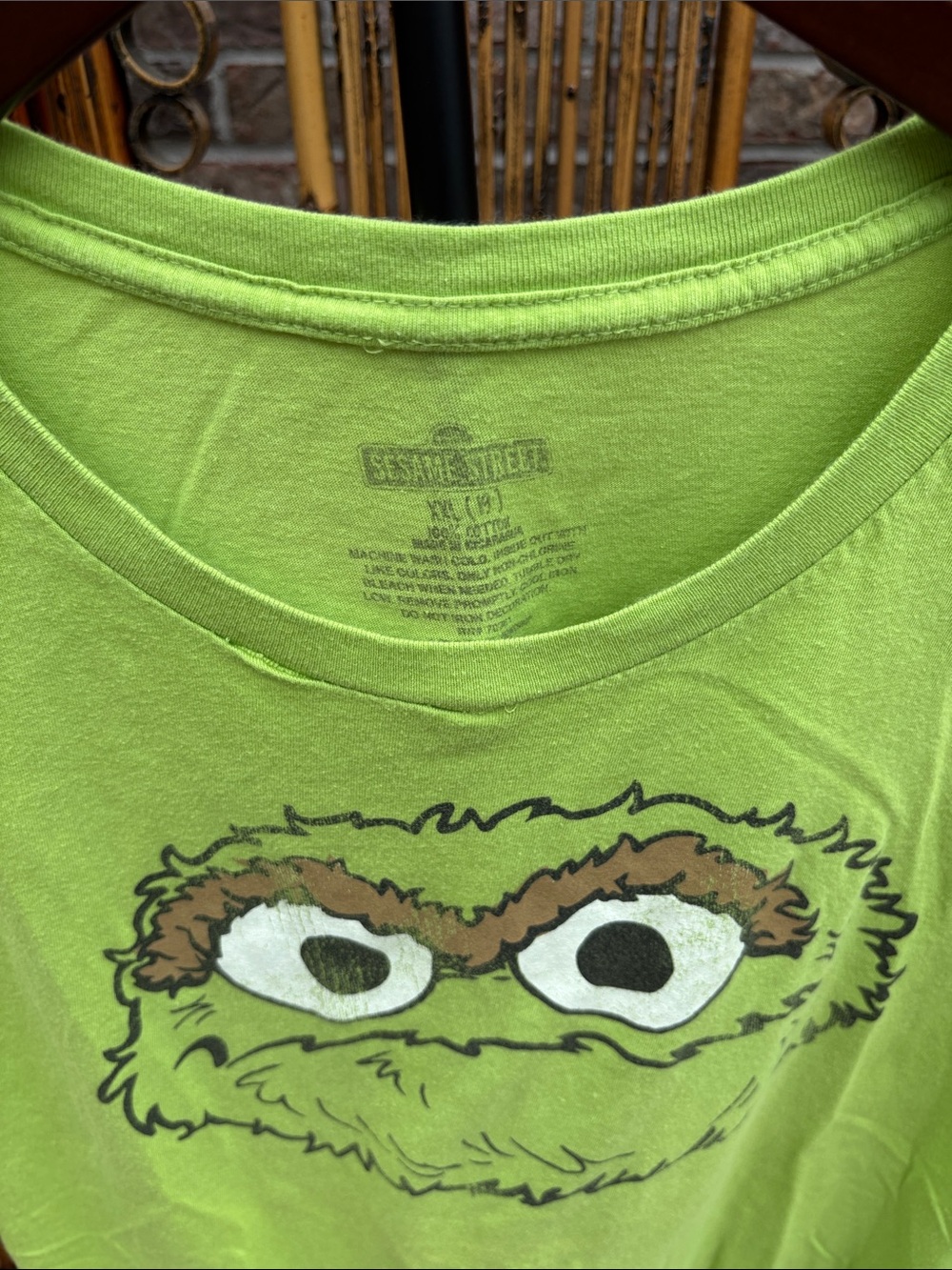 Sesame Street Lime Green Oscar the Grouch Face Tee